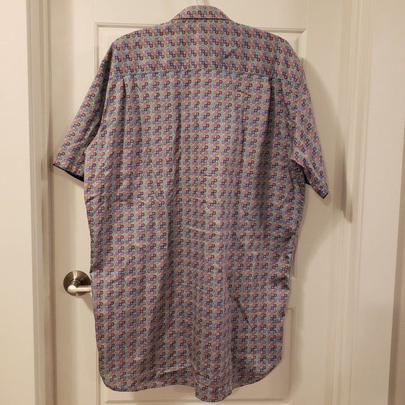 LUCHIANO Visconti Men's Floral Short Sleeve Button Shirt - Size XL - Picture 9 of 16